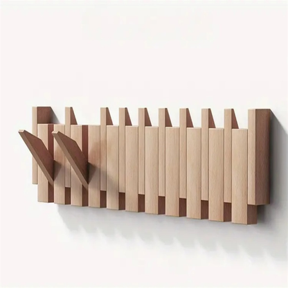 PianoWood - Handcrafted piano-style wall coat rack made from walnut & beech