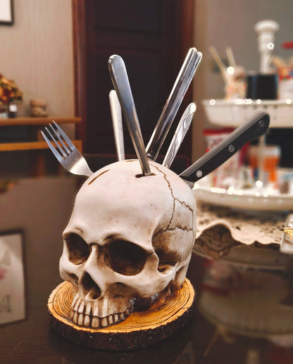Gothic Skull Knife Holder - Handmade knife holder with skull design for up to 7 knives
