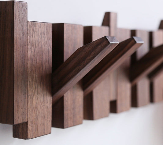 PIANOHANG Wall Rack - Handmade wooden wall coat rack in piano design with folding hooks