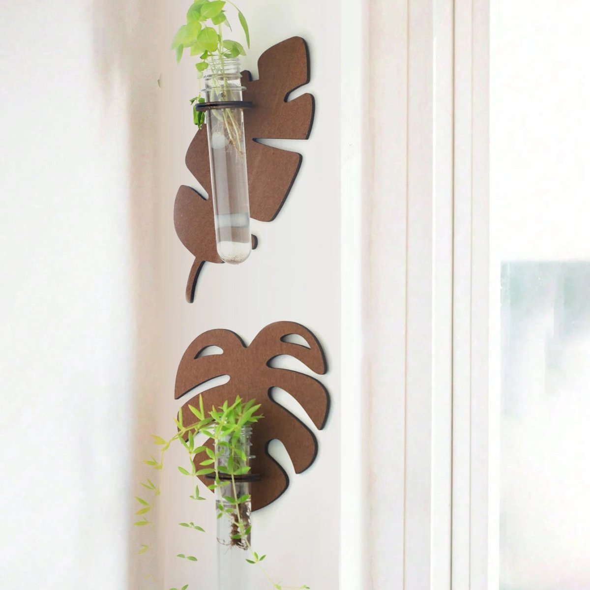Handgeschnitzter Blatt-Wandpflanzer aus Naturholz für stilvolle Innendekoration 6