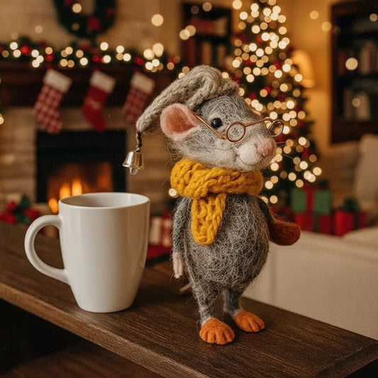 HERZMAUS – Ratones de fieltro hechos a mano para decoración acogedora del hogar