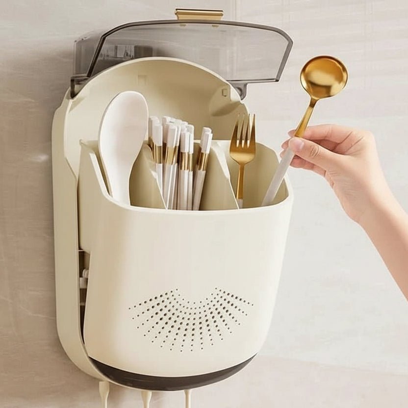 CHOPRACK – Organizador de cubiertos montado en la pared para palillos y cucharas