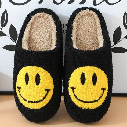 FLUFFYSMILE – Pantofole invernali morbide con smiley e suola in silicone rinforzata