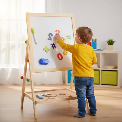 BoardPro - Magnetic whiteboard & chalkboard for children with adjustable wooden frame