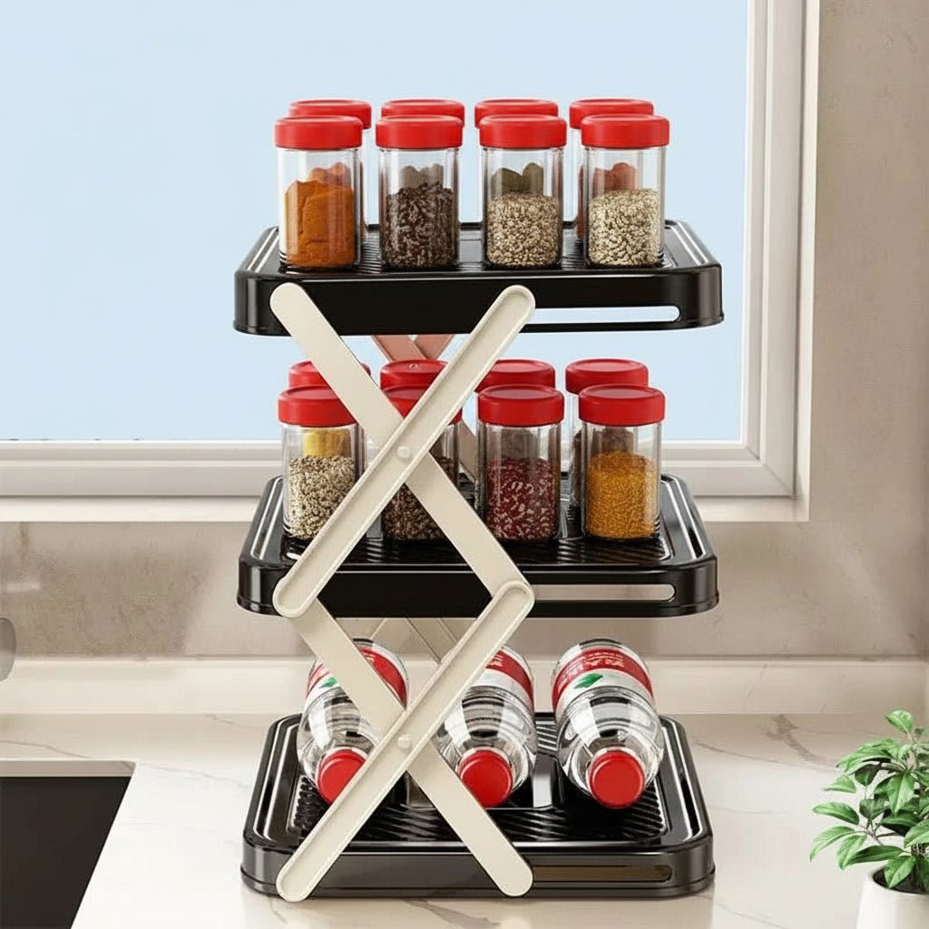SPICEFOLD – Estantería de cocina plegable de 3 niveles para máxima organización