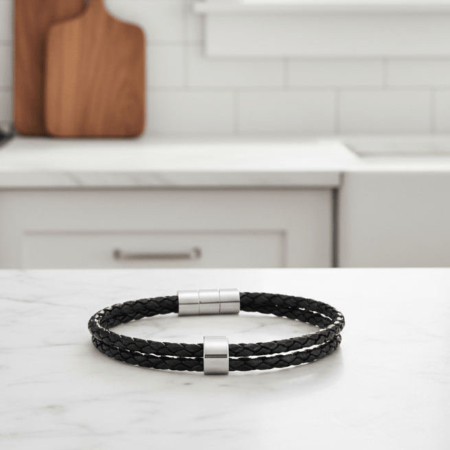 BRANIVO – Herrenarmband geflochten mit personalisierten Namensperlen