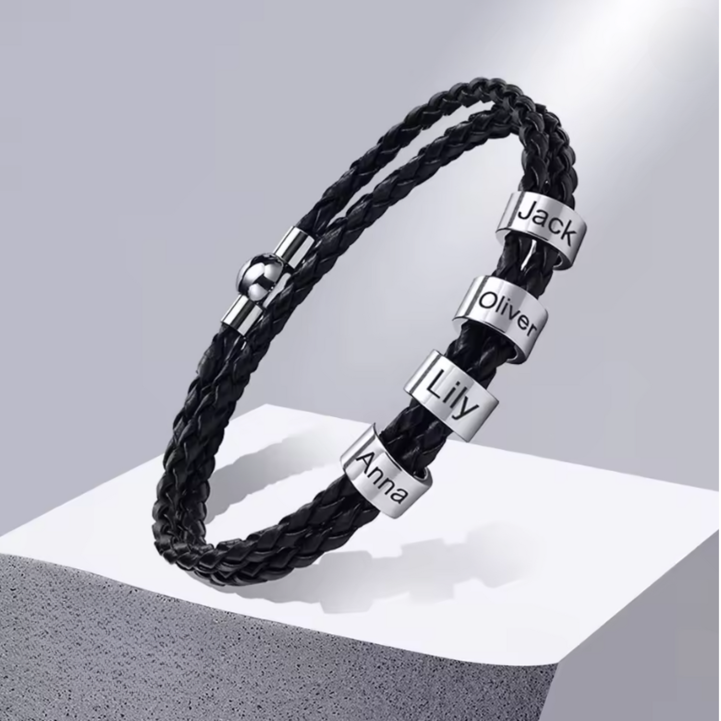 BRANIVO – Men's braided bracelet with personalized name beads