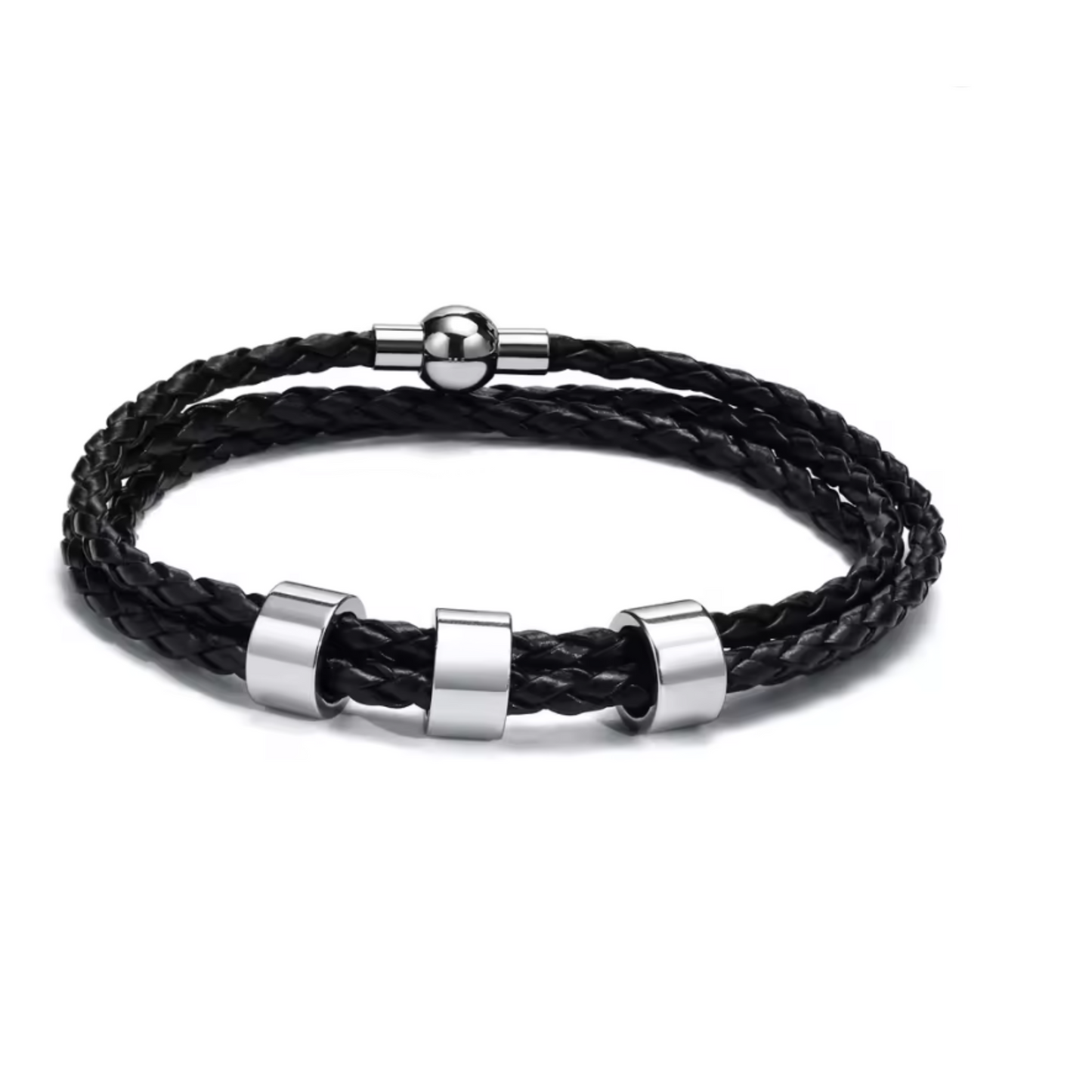 BRANIVO – Men's braided bracelet with personalized name beads
