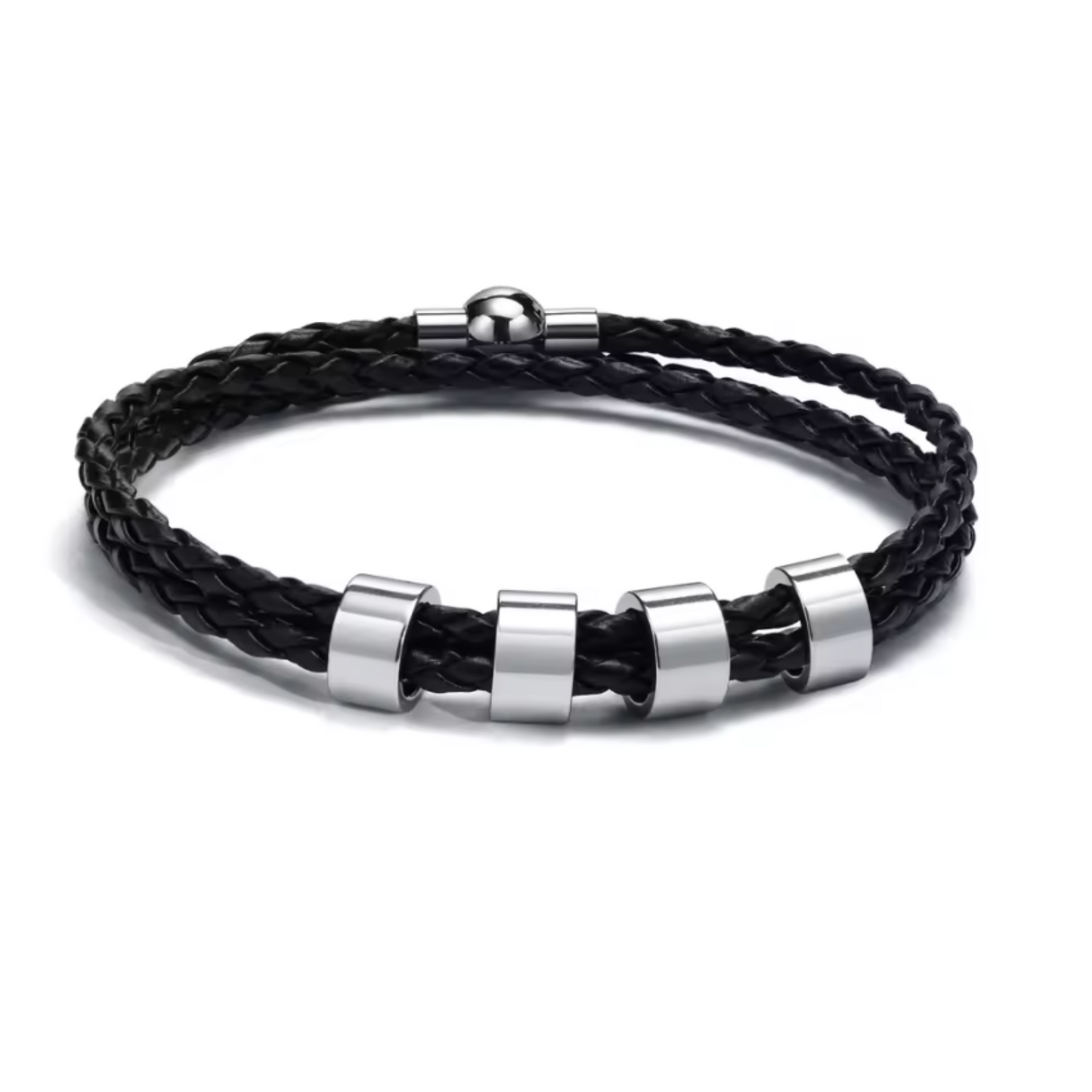 BRANIVO – Men's braided bracelet with personalized name beads