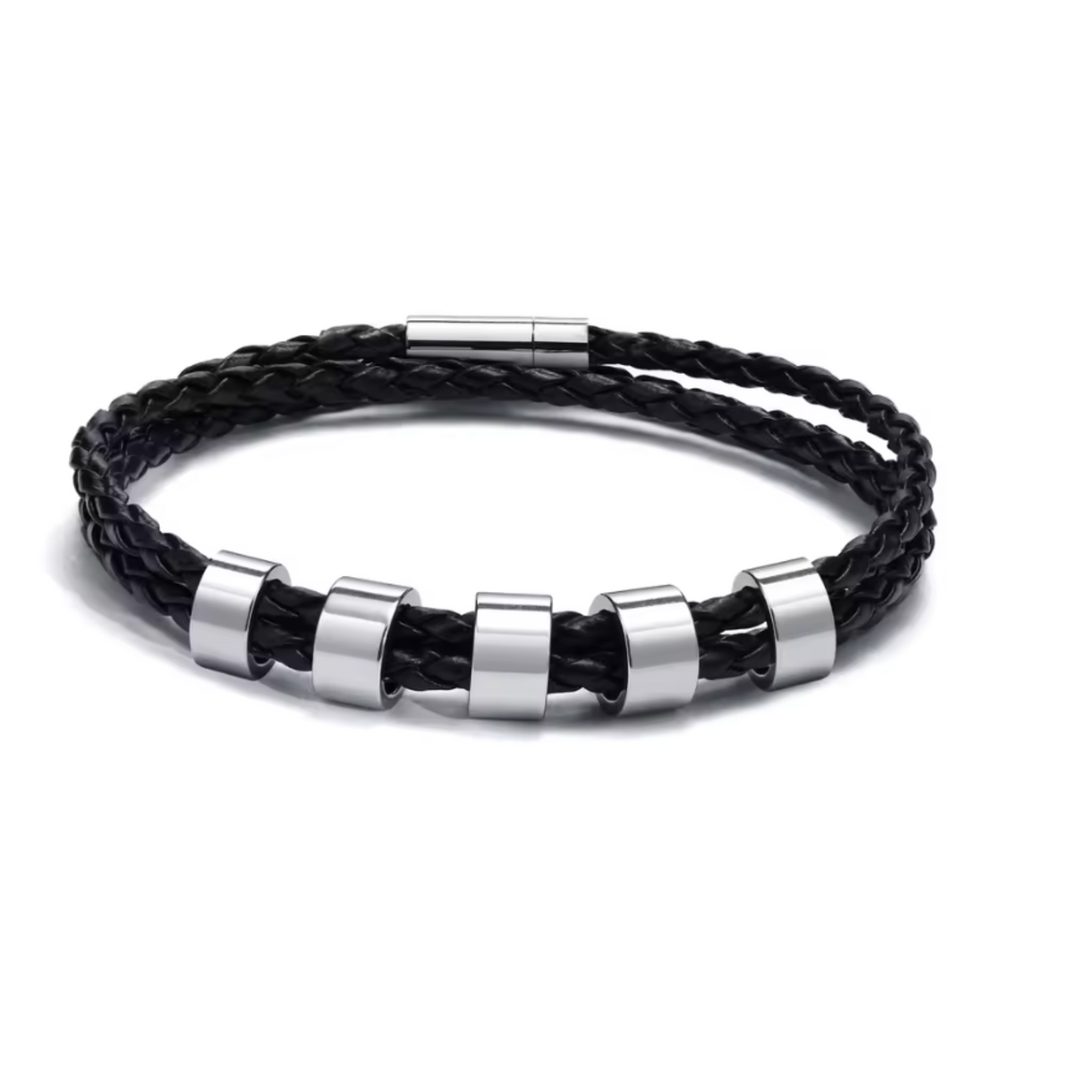 BRANIVO – Men's braided bracelet with personalized name beads