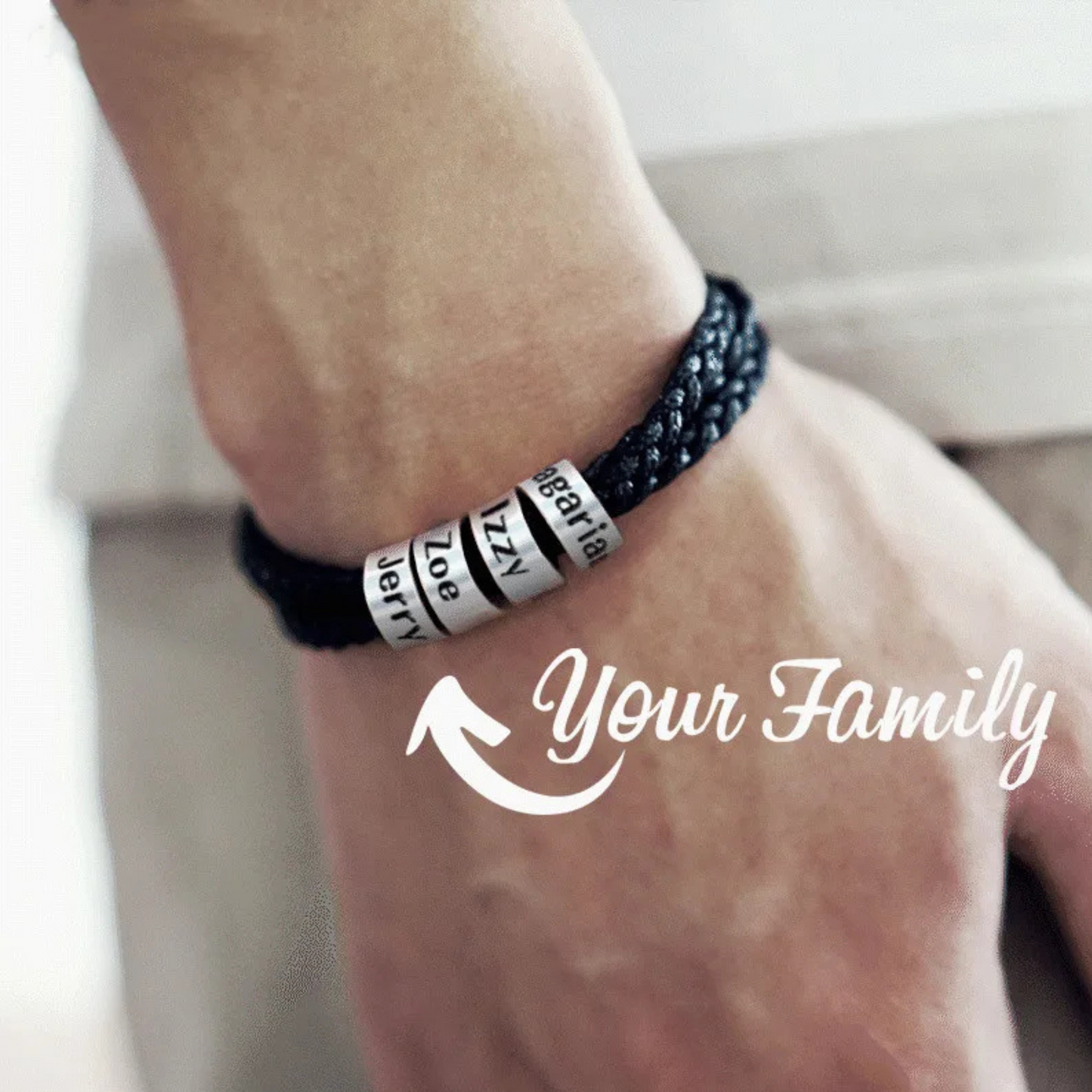 BRANIVO – Men's braided bracelet with personalized name beads