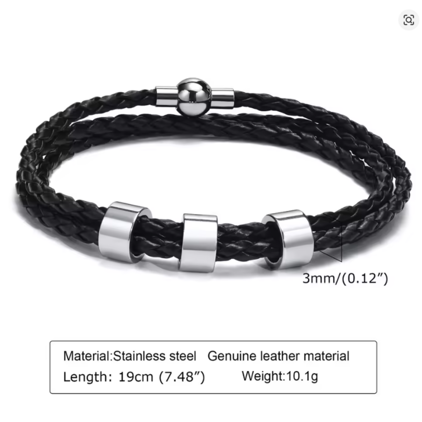 BRANIVO – Men's braided bracelet with personalized name beads
