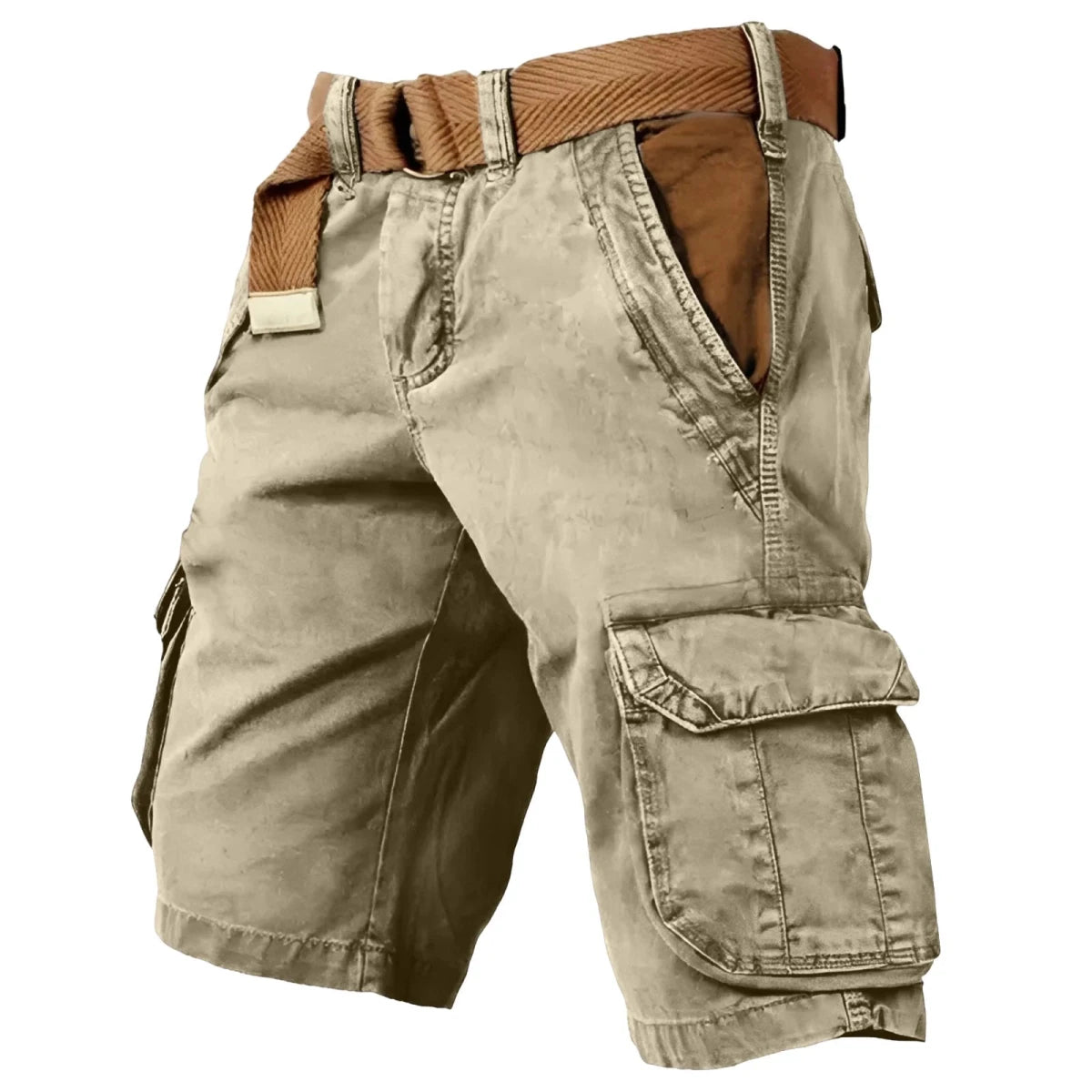 Herren Cargo Shorts - Bequeme Baumwoll Stretch Shorts mit 6 Taschen für Sommer 13