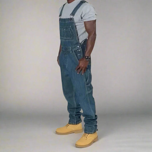 Heren denim overall – comfortabele vrijetijdsstijl met moderne splice-details