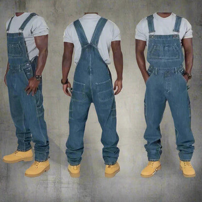 Heren denim overall – comfortabele vrijetijdsstijl met moderne splice-details