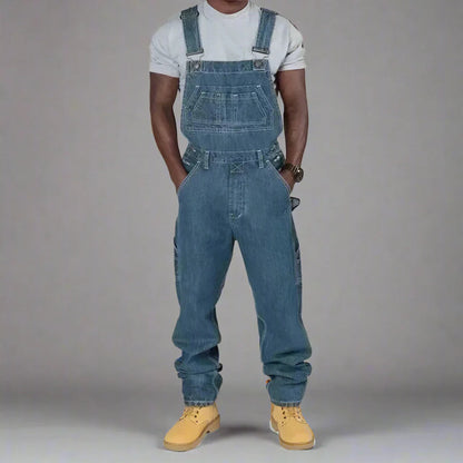Heren denim overall – comfortabele vrijetijdsstijl met moderne splice-details