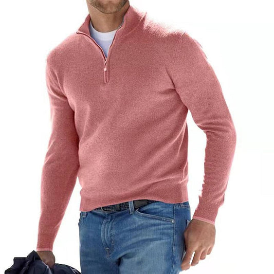 Luca Belloni Merino Sweater - Men's V-neck jumper with zip & stain protection