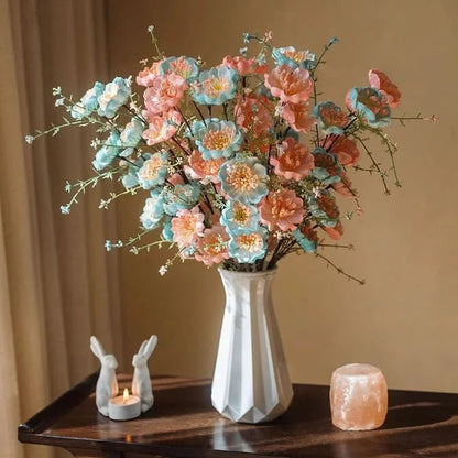 RHODOLUX – Mazzo di rododendri in seta con vaso per interni eleganti