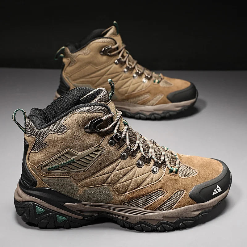 HikeUp Trekking Boots - Men's hiking boots with suede, breathable & rainproof for winter & outdoor adventures
