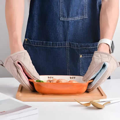 Hitzebeständige Silikon-Küchenhandschuhe mit Baumwollfutter für sicheres Kochen 1