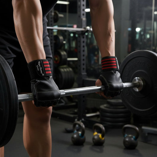 Hochwertige Gewichtheberhandschuhe aus Rindsleder mit Rutschfesten Griffen für Crossfit und Fitness 0