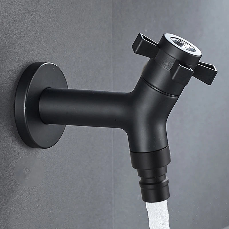 Hochwertiger Wasserhahn Küche - Mattschwarze Küchenarmatur Wandmontage aus Edelstahl 304 0