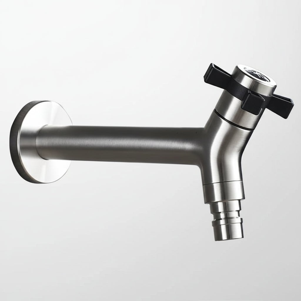Hochwertiger Wasserhahn Küche - Mattschwarze Küchenarmatur Wandmontage aus Edelstahl 304 7