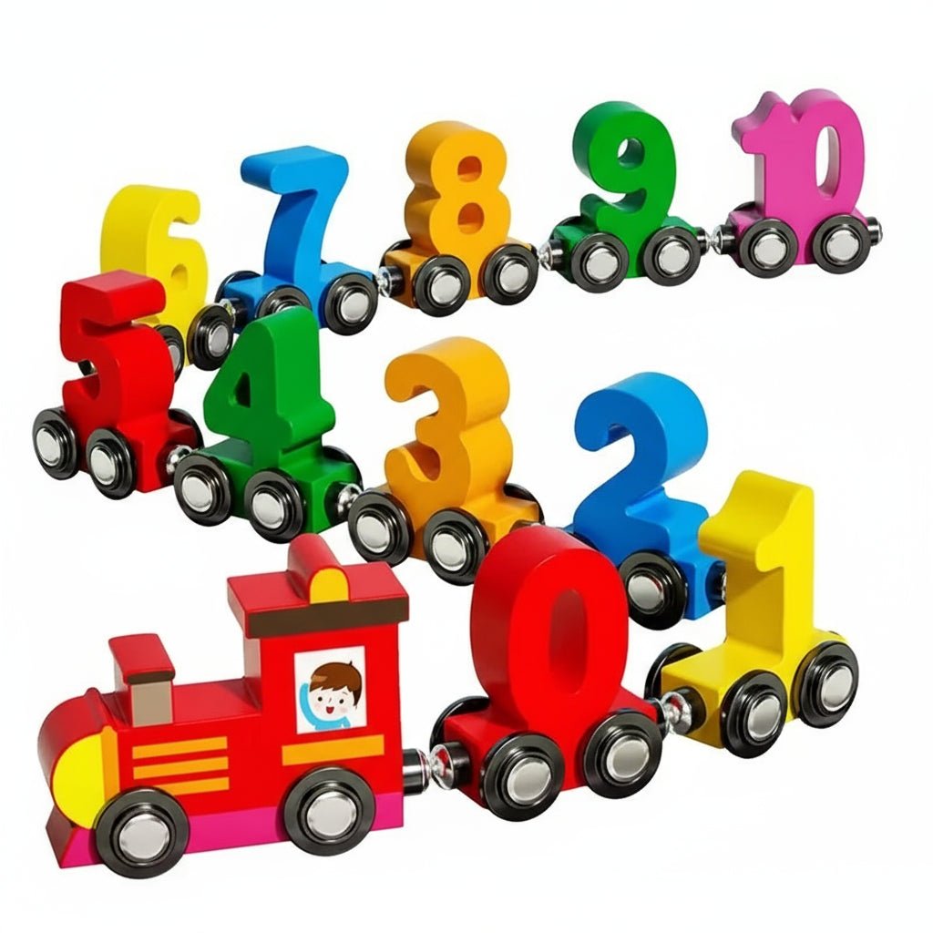 Holzspielzeug Magnetischer Zahlenzug Ab 2 Jahren - Interaktives Lernspielzeug aus Hochwertigem Holz 0