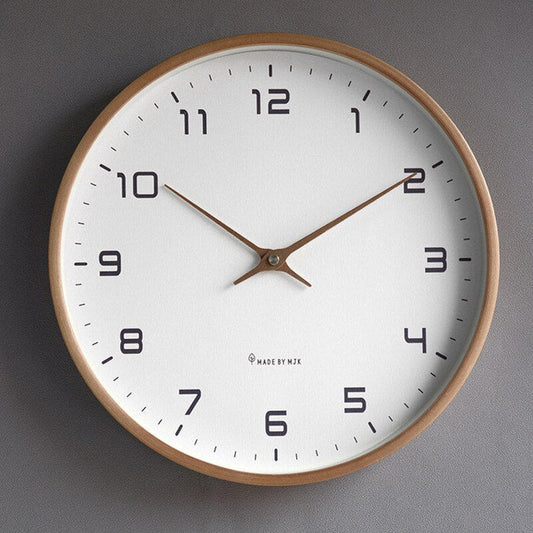 NordicTimber – Modern Solid Wood Wall Clock in Brown & Cream