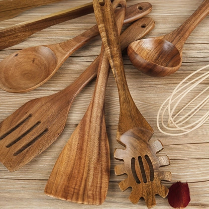 Hochwertiges 7-teiliges Küchenutensilien Set aus Holz für stilvolles Kochen und Anti-Stick-Pfannen-3
