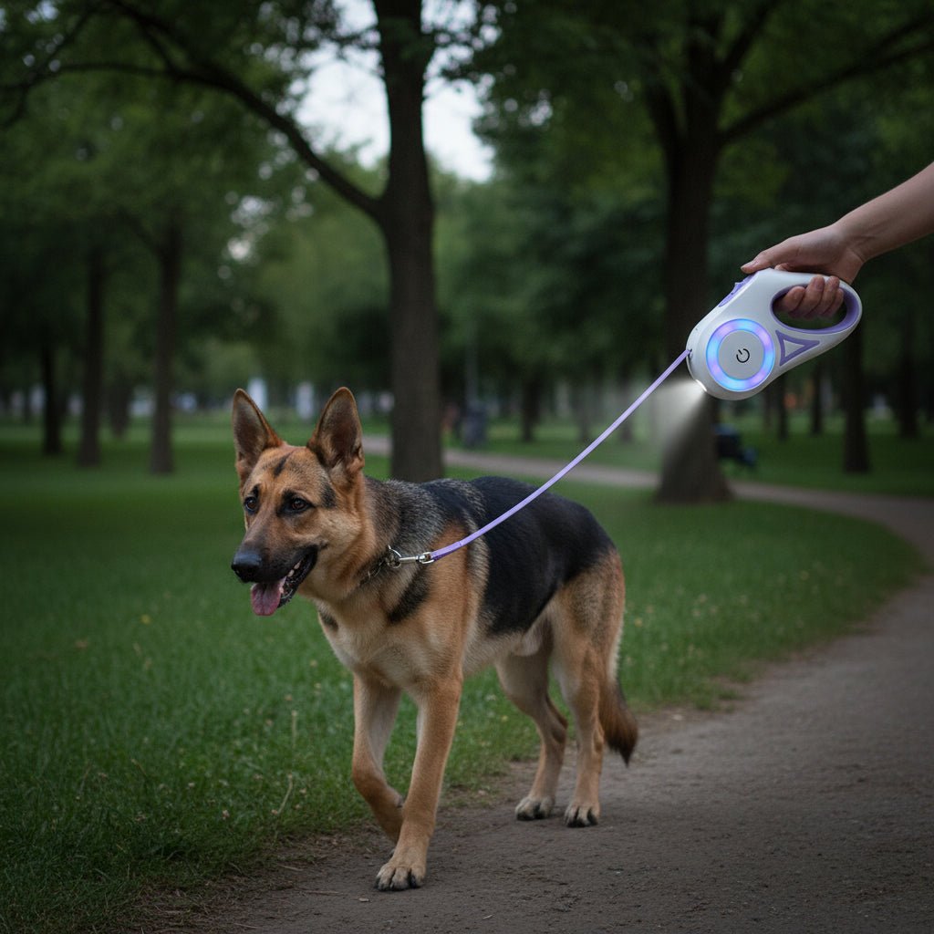 Safewalk Leash - Laisse lumineuse pour chiens avec lumière LED pour une promenade en toute sécurité