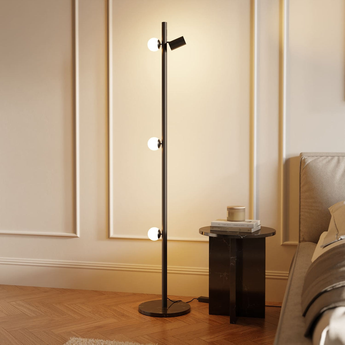 HULORA – Lampadaire modulaire avec globes en verre et spot