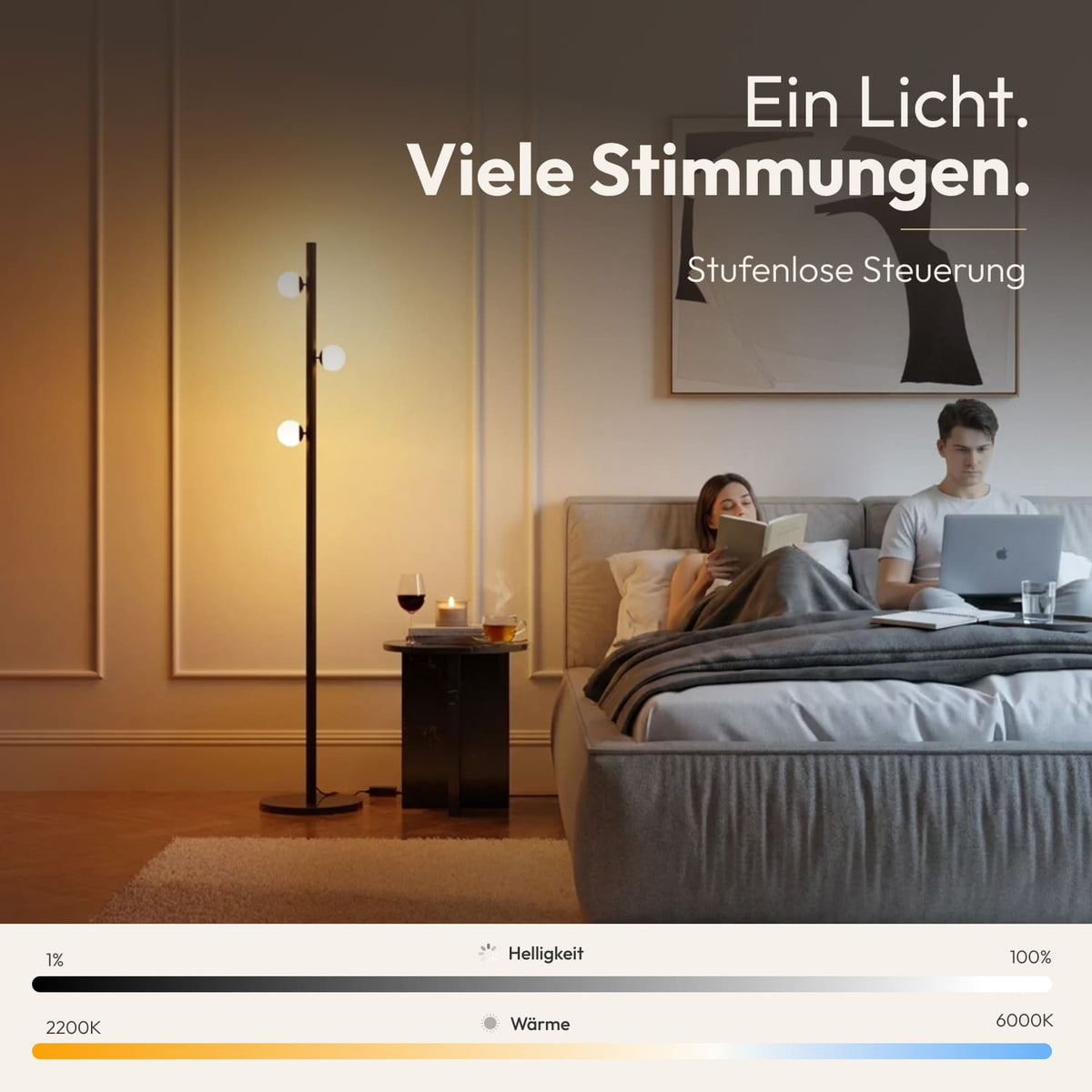 HULORA – Lampadaire modulaire avec globes en verre et spot