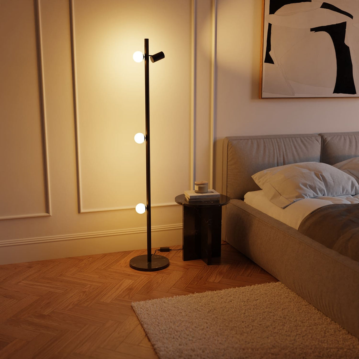 HULORA – Lampadaire modulaire avec globes en verre et spot