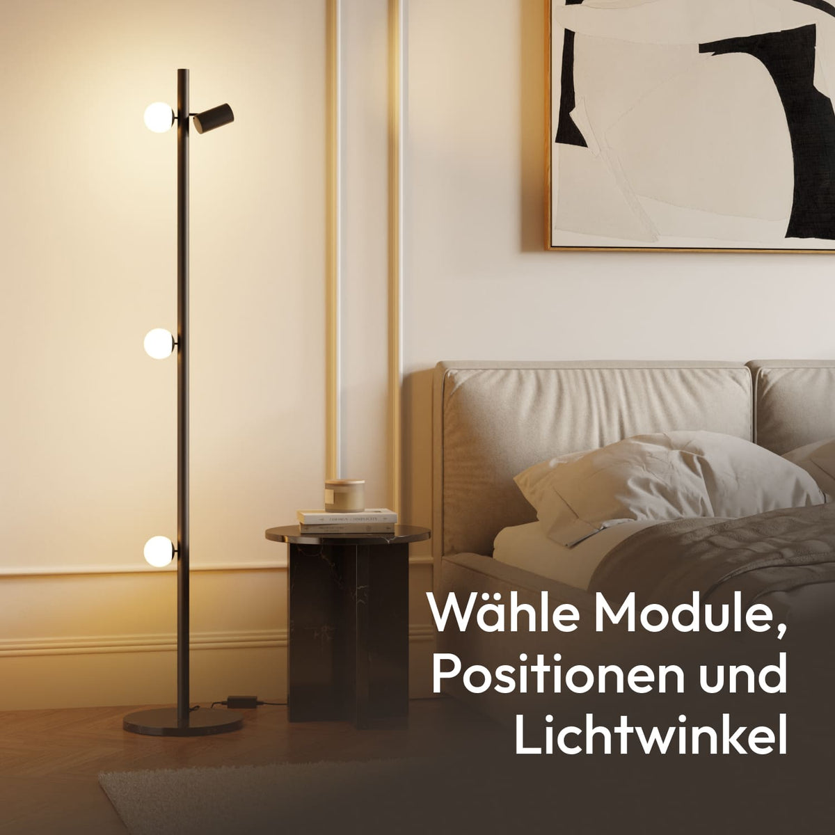 HULORA – Lampadaire modulaire avec globes en verre et spot