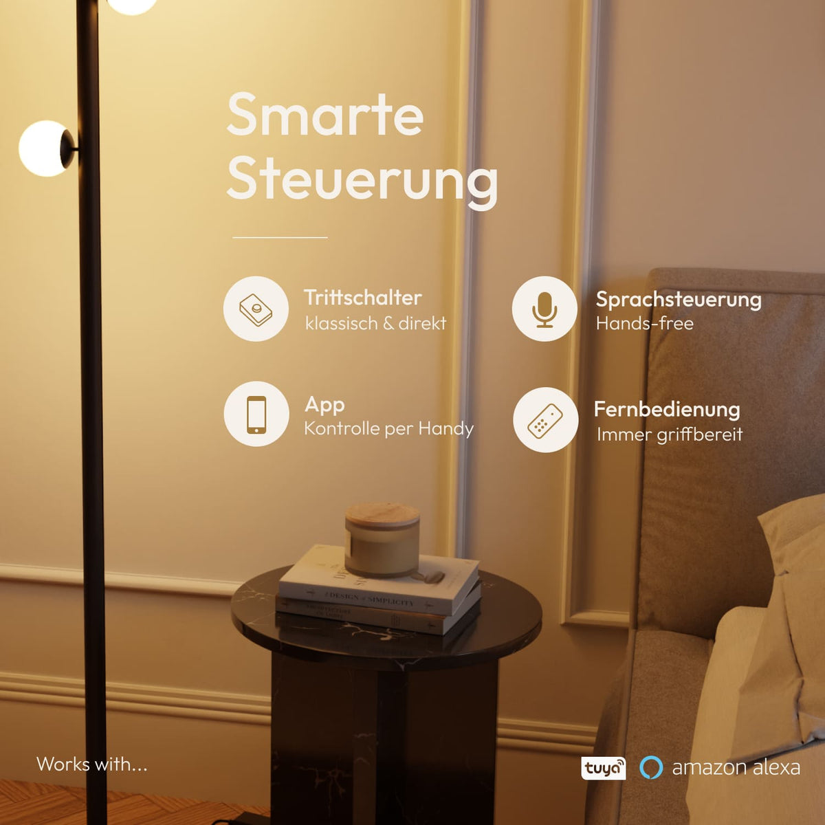HULORA – Lampadaire modulaire avec globes en verre et spot