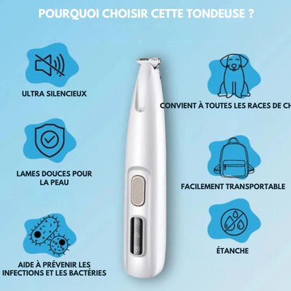 SilentPet Cortapelos – Cortador silencioso para perros para patas limpias y zonas sensibles