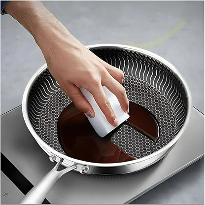 HexaCook – Poêle hybride en acier inoxydable avec revêtement antiadhésif et design Hexa