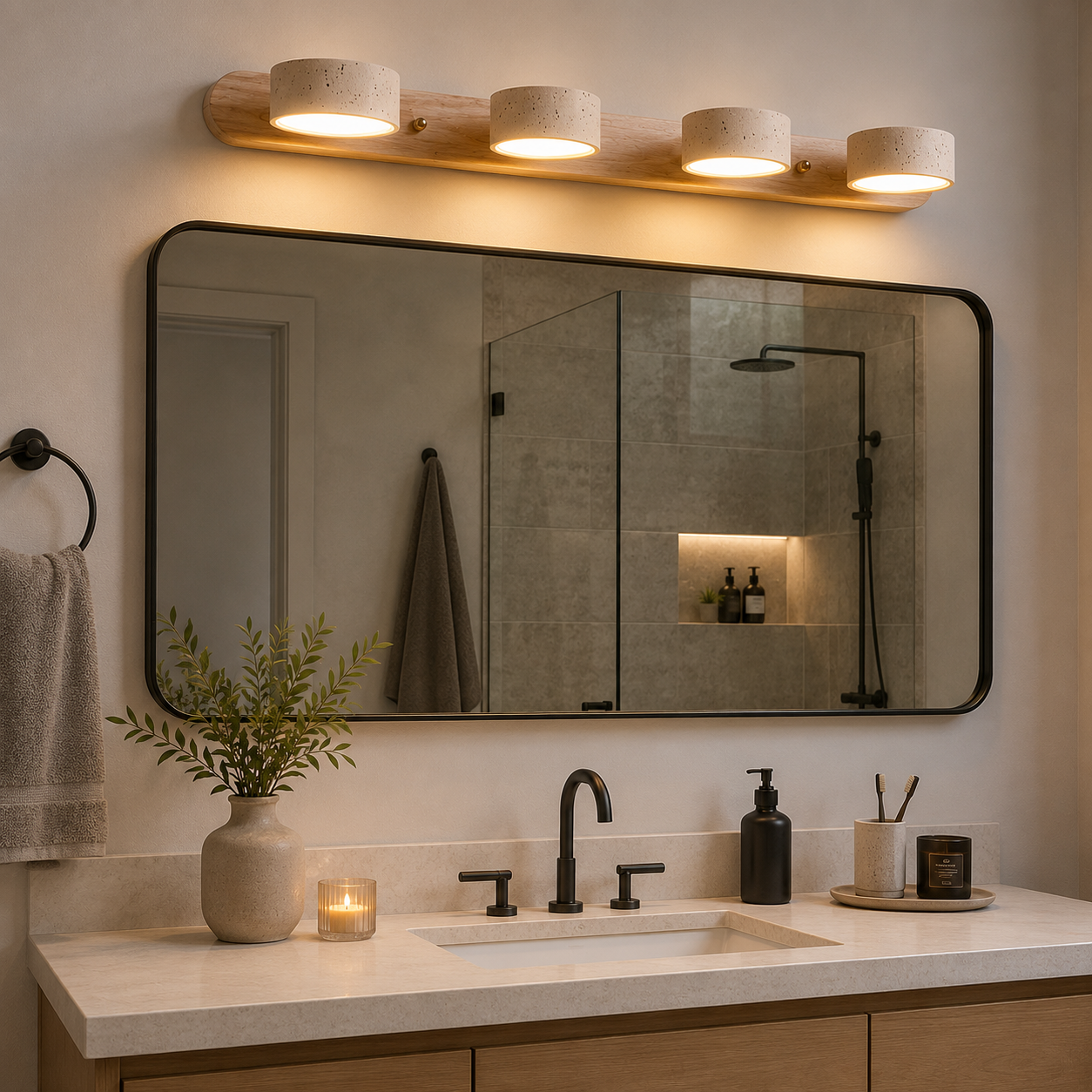 ILLUMISTONE – Lámpara de pared LED arquitectónica de travertino para acentos elegantes