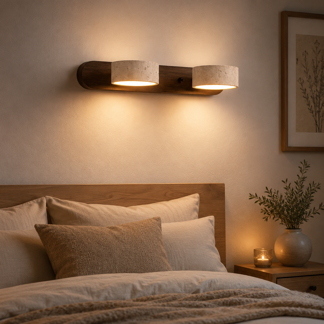 ILLUMISTONE – Lámpara de pared LED arquitectónica de travertino para acentos elegantes