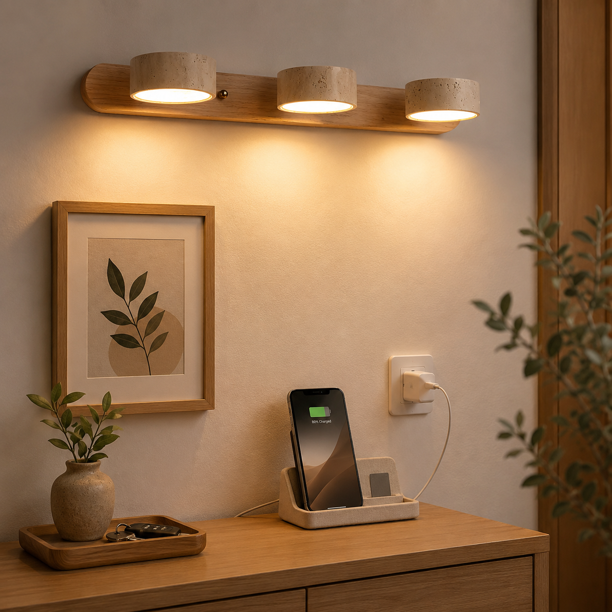 ILLUMISTONE – Lámpara de pared LED arquitectónica de travertino para acentos elegantes