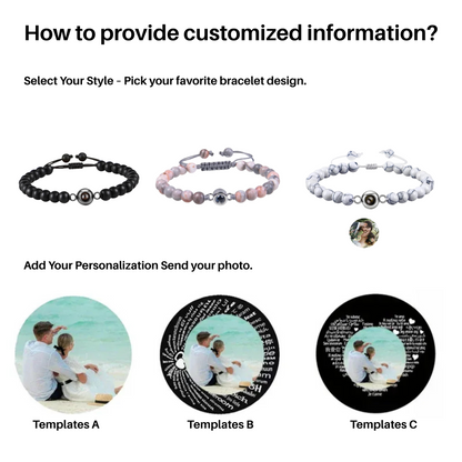 EVALORA – Projection Bracelet with Infinity Heart and Personalized Photo