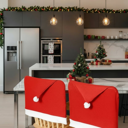 JOLLYCHAIR – Stuhlhussen mit Weihnachtsmannmütze (2er-Pack) für festliche Esszimmerdekoration 4