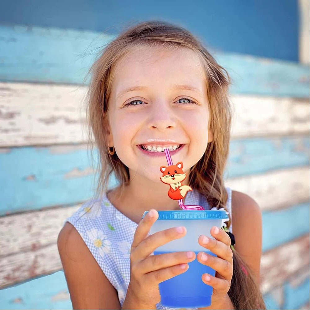 JUNGLESTRAWS – Wiederverwendbare Plastikstrohhalme mit Tiermotiven für Kinderpartys 2