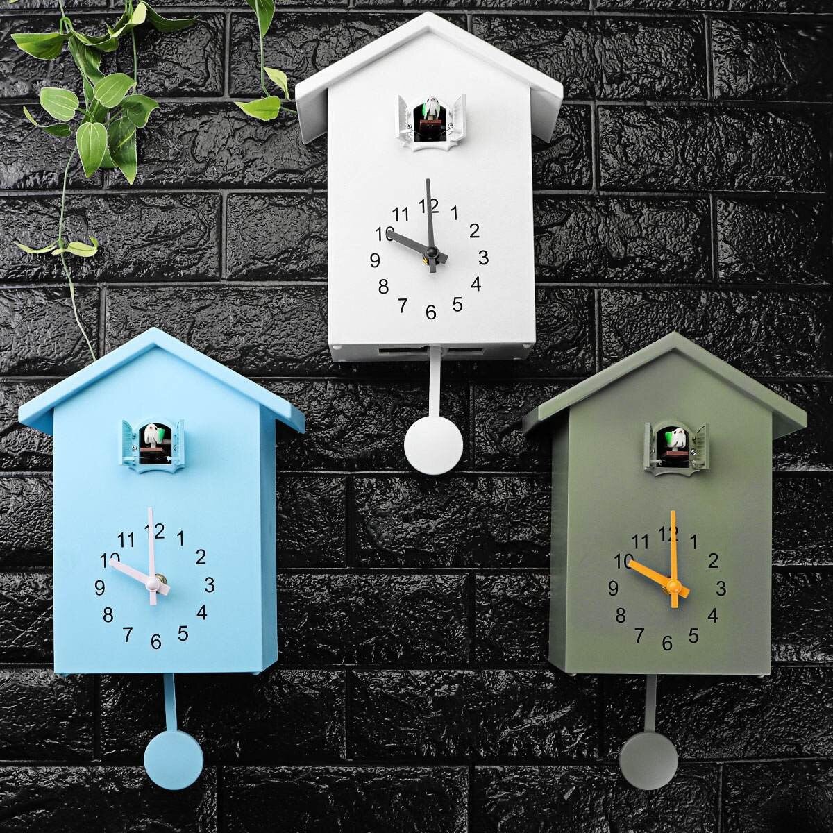 JoyCoo - Kuckucksuhr Modern Mit Traditionellem Design, Batteriebetrieben, In Blau, Weiß Und Grün 4