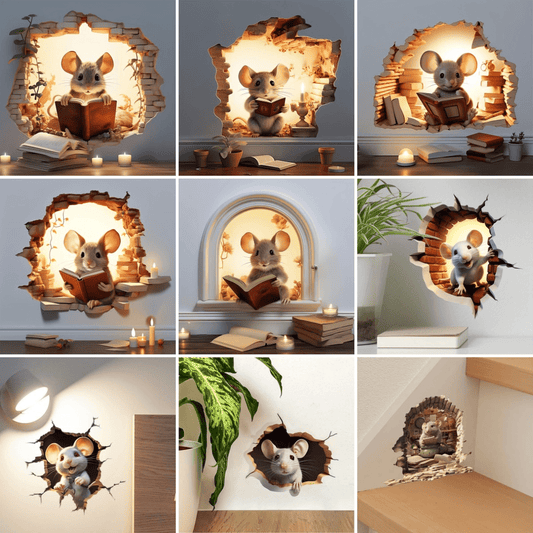 DecoraMice 3D Cartoon Wall Stickers | Adorable Mouse Wall Stickers for Children's Rooms and Living Space Decoration