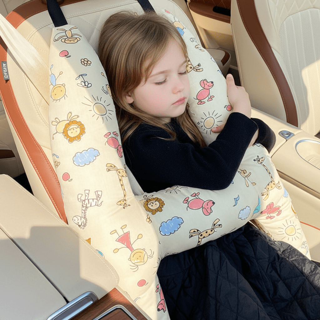 KIDSCOMFORT – Ergonomisches Autokissen mit weichem Stoff und verspielten Motiven 0