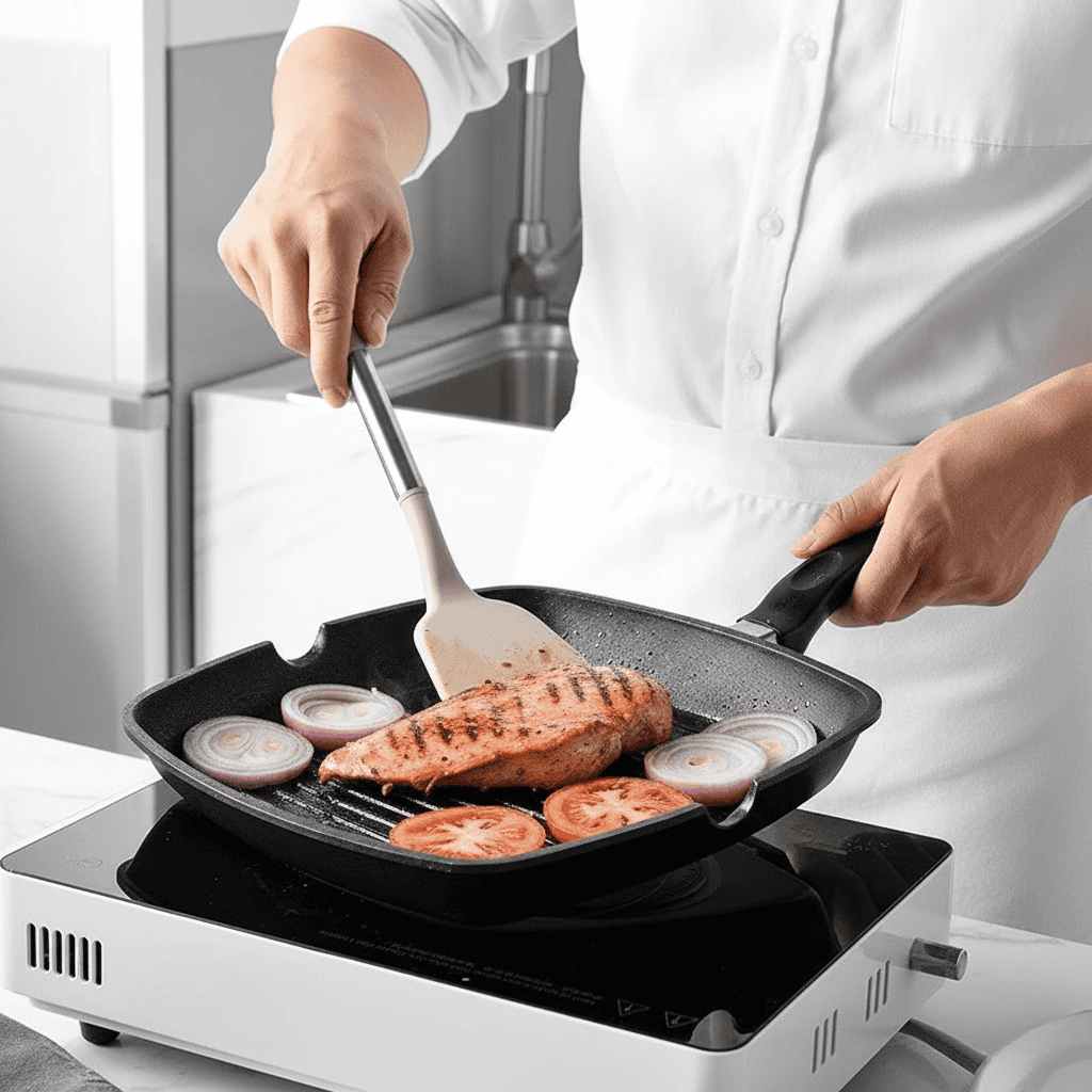 KITCHENORA – Komplettes Utensilienset mit Silikonköpfen und Griffen in Holzoptik 1