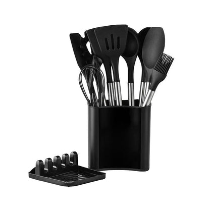 KITCHENORA – Komplettes Utensilienset mit Silikonköpfen und Griffen in Holzoptik 10