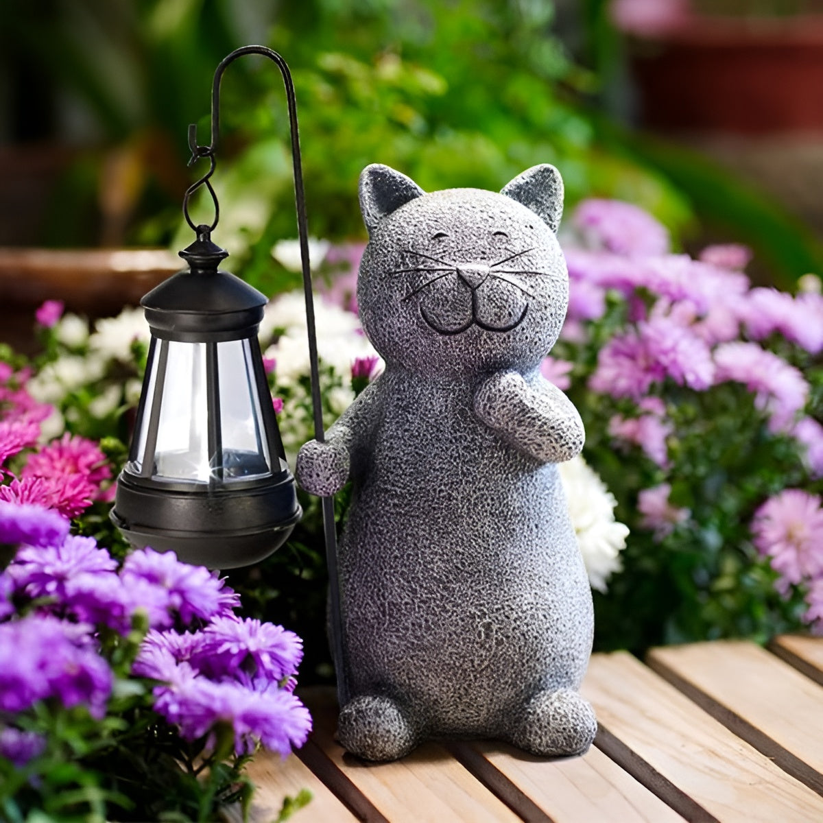 KITTYBEAM – Solar-Katzenstatue mit sanftem Gartenlicht 0